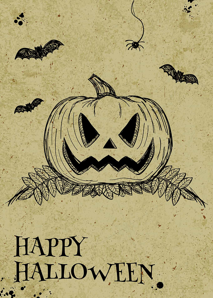 Happy Halloween Pumpkin with Bats