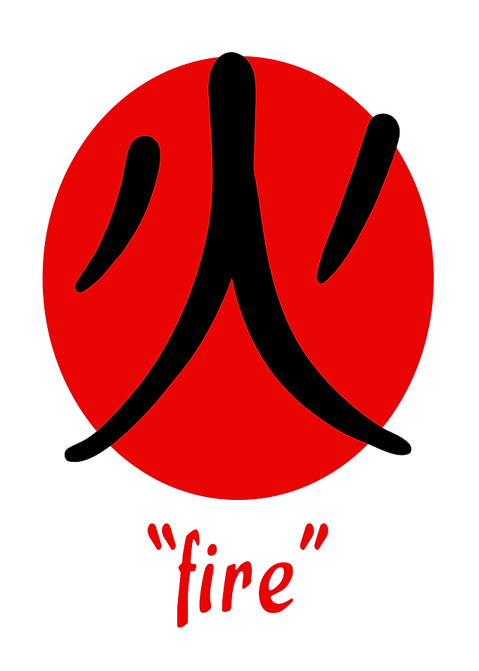 Fire Kanji Symbol with Red Circle