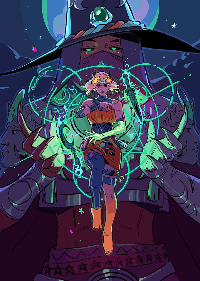 Fantasy Witch with Magic Circles