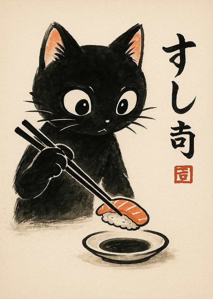 Sushi Eating Cat