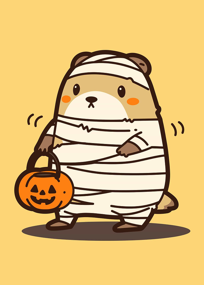 Cute Mummy Bear Halloween Illustration