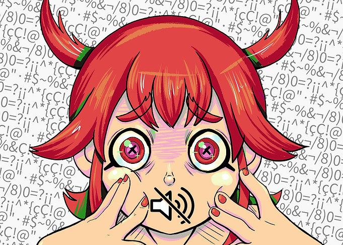 Anime Girl with Muted Speaker Symbol