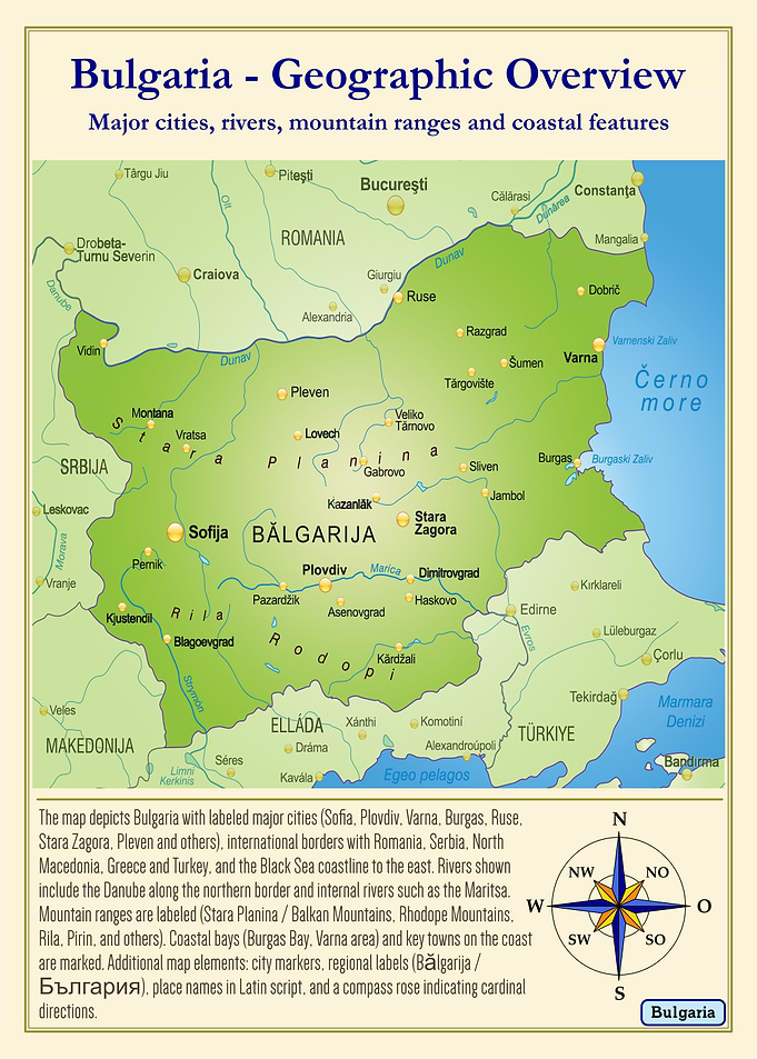 Bulgaria Geographic Overview Map