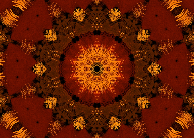 Kaleidoscope Ethnic Pattern in Orange and Brown