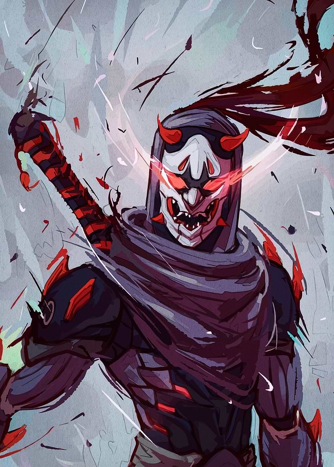 Demon Masked Warrior with Sword