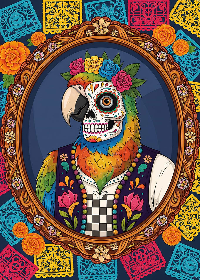 Day of the Dead Parrot Portrait