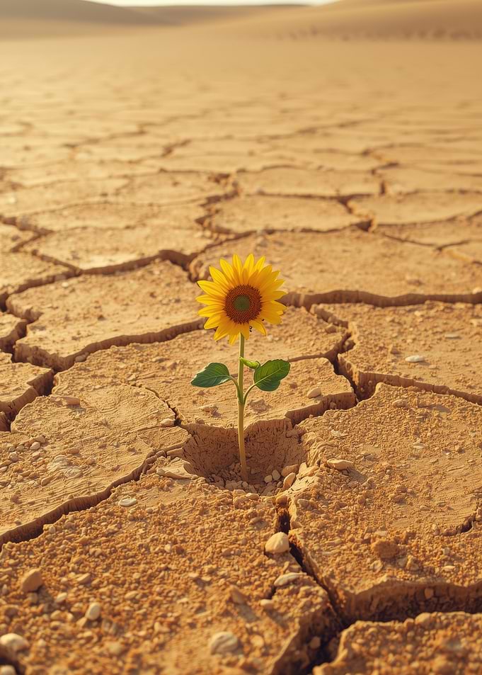 Sunflower in Cracked Earth