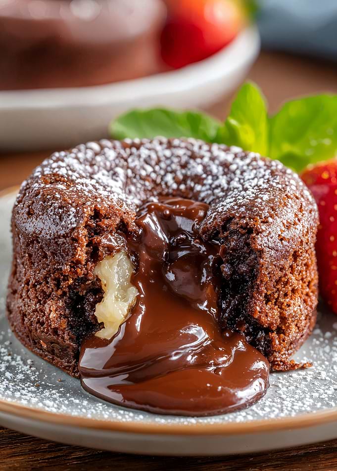 Chocolate Lava Cake with Strawberries