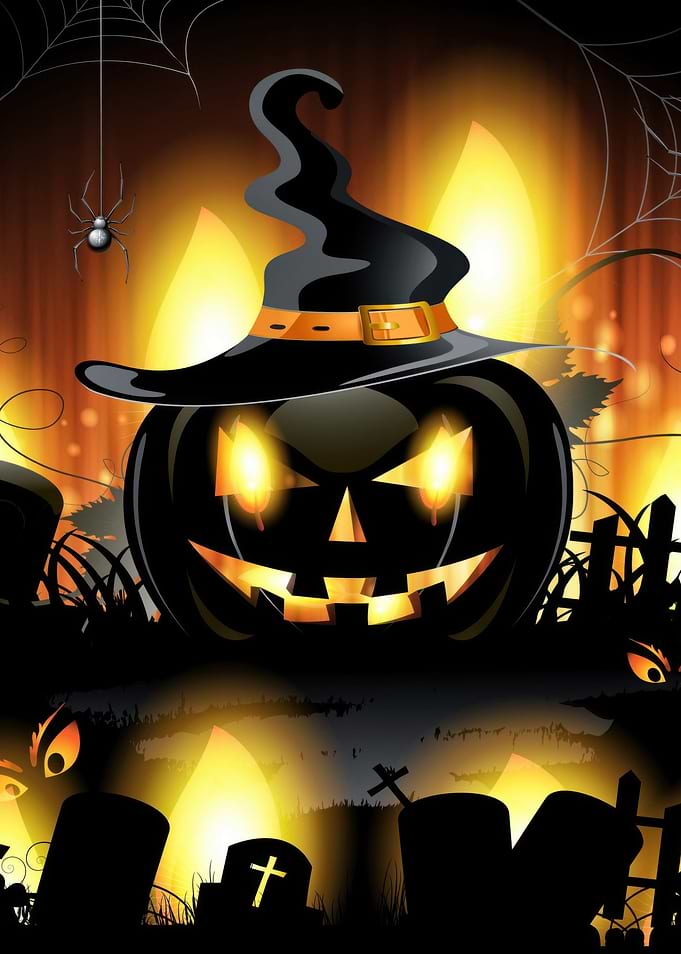 Halloween Pumpkin with Witch Hat