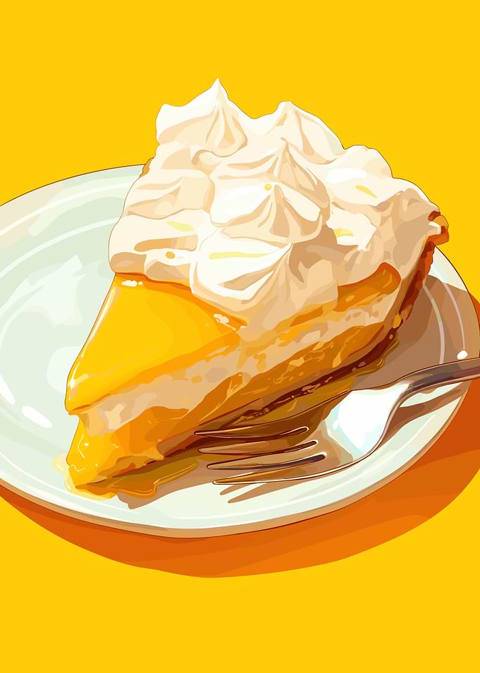 Slice of Lemon Pie with Whipped Cream