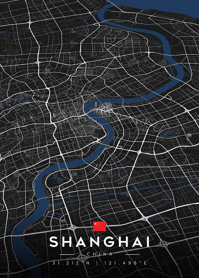 Shanghai City Map Art