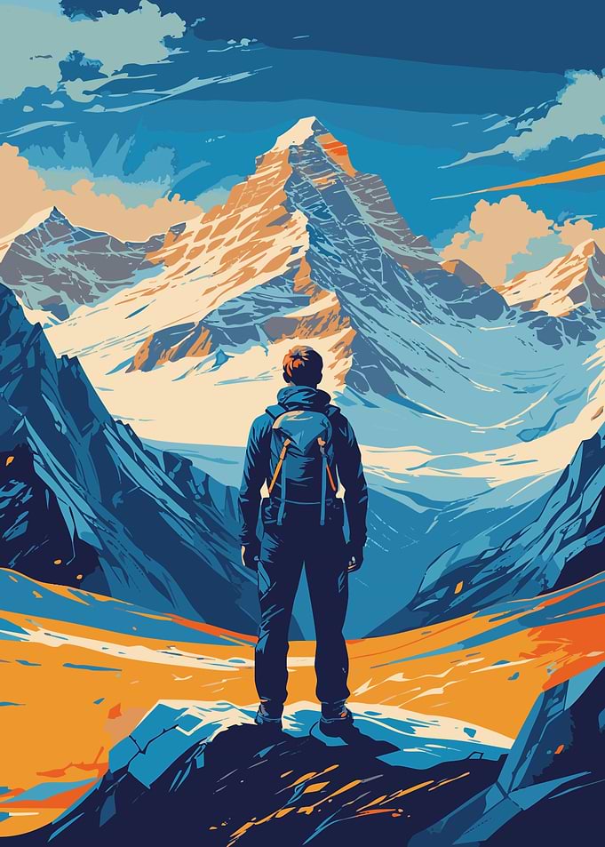 Mountain Hiker Landscape Art