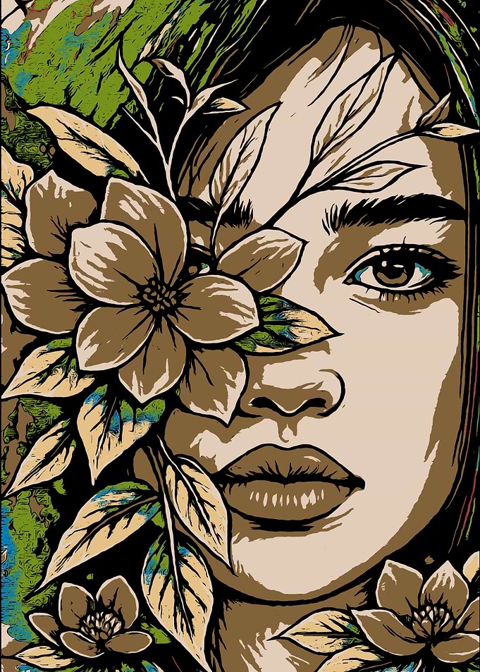 Floral Portrait Illustration