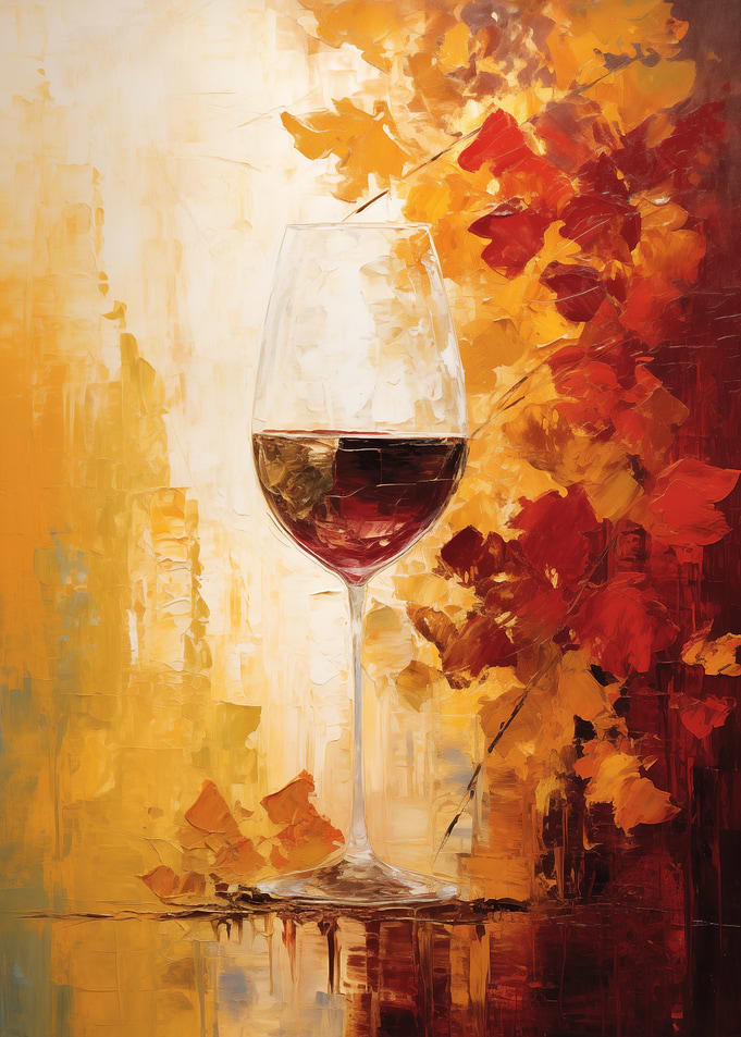 Wine Glass Autumn Leaves