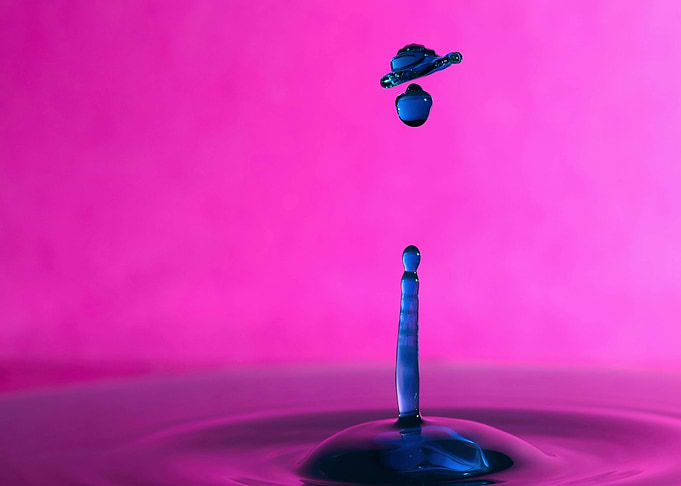 Water Drop Collision in Pink