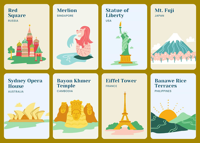 World Landmarks Illustration