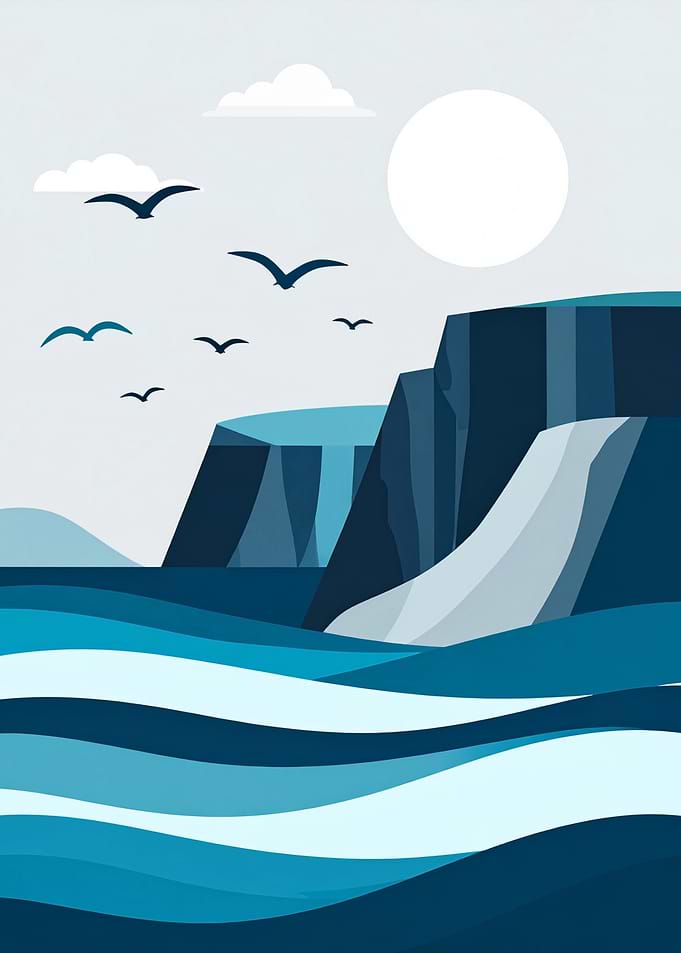 Coastal Cliffs and Ocean Waves