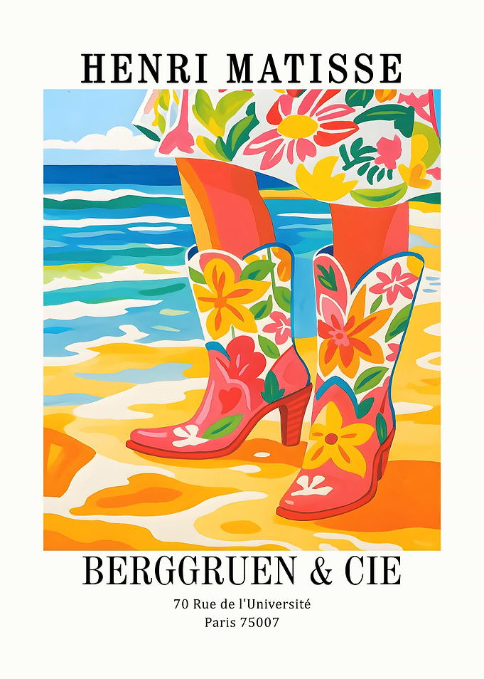 Henri Matisse Floral Boots Beach Art