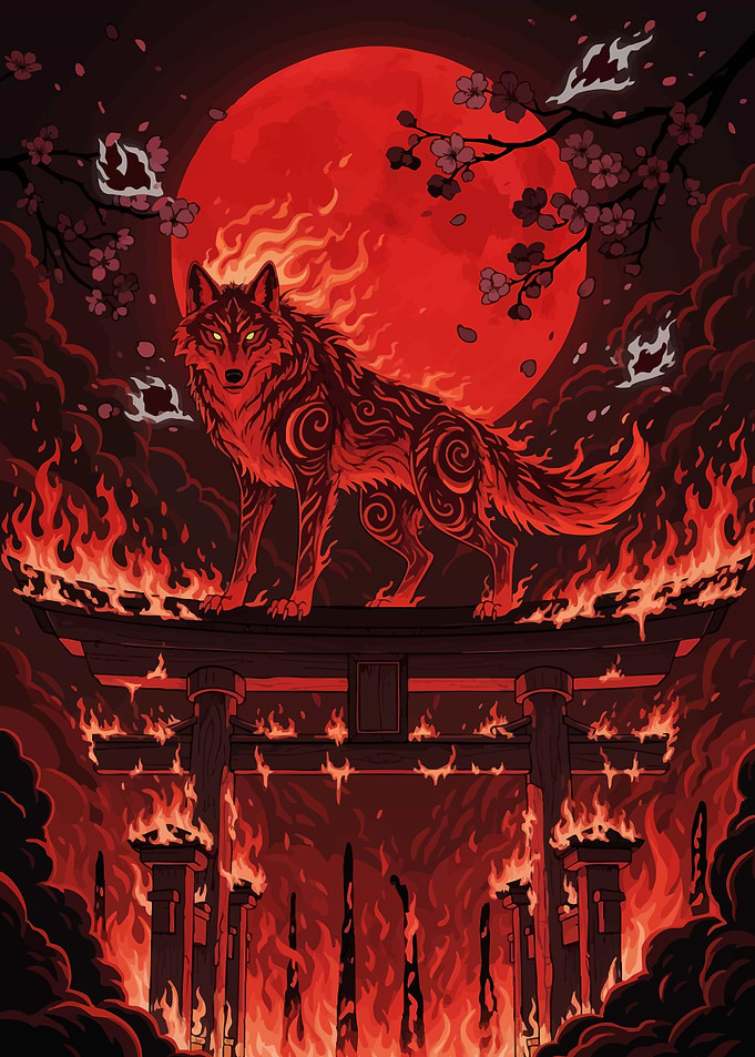 Fiery Wolf Torii Gate