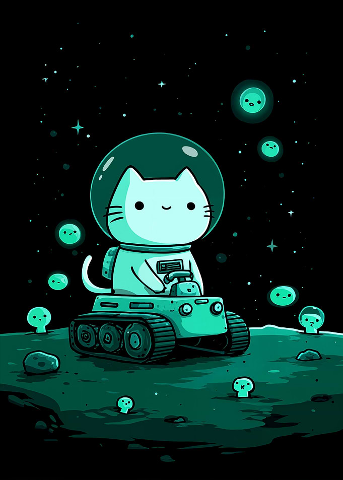 Astronaut Cat on Lunar Rover