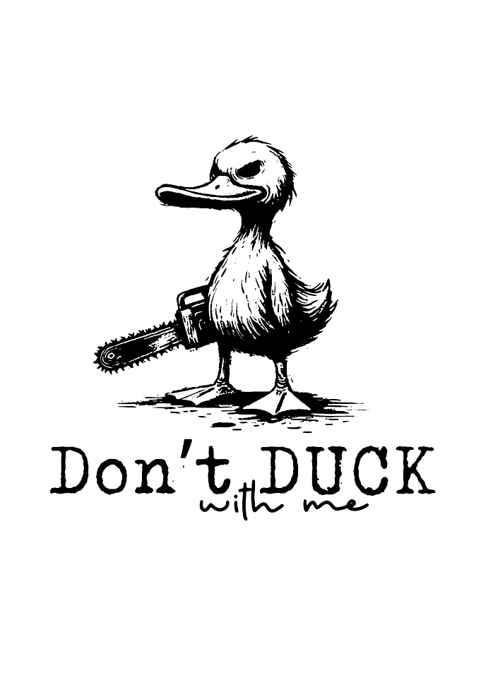 Angry Duck with Chainsaw Illustration