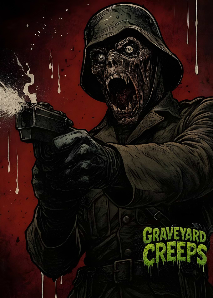 Zombie Soldier Shooting Gun, Graveyard Creeps