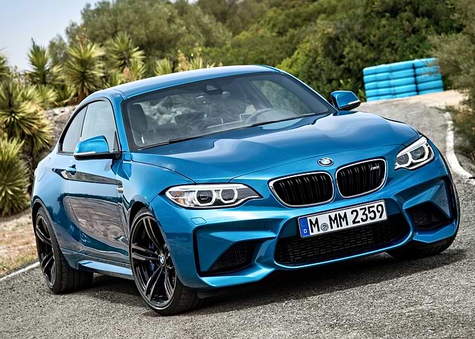 Blue BMW M2 Coupe on Road