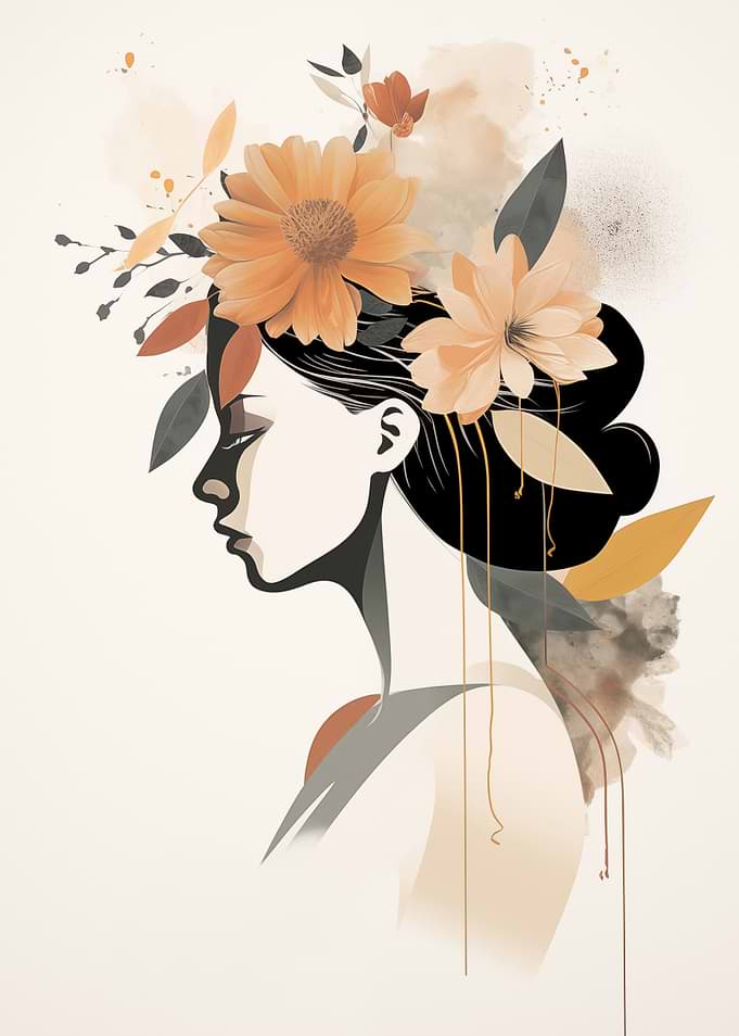 Boho Floral Woman Portrait