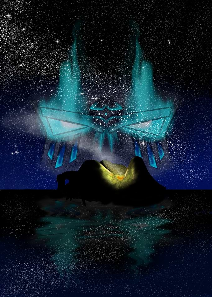 Island under a mysterious glowing structure
