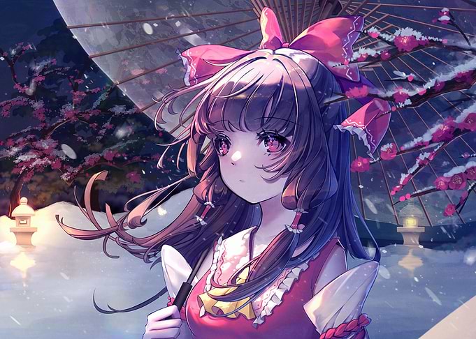 Anime Girl with Umbrella in Winter