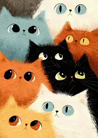 Colorful Cats Illustration