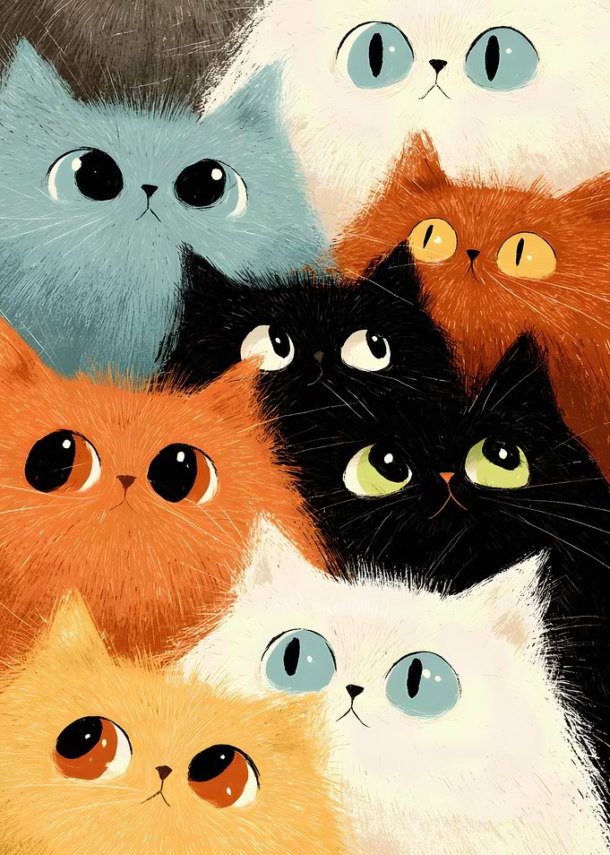 Colorful Cats Illustration