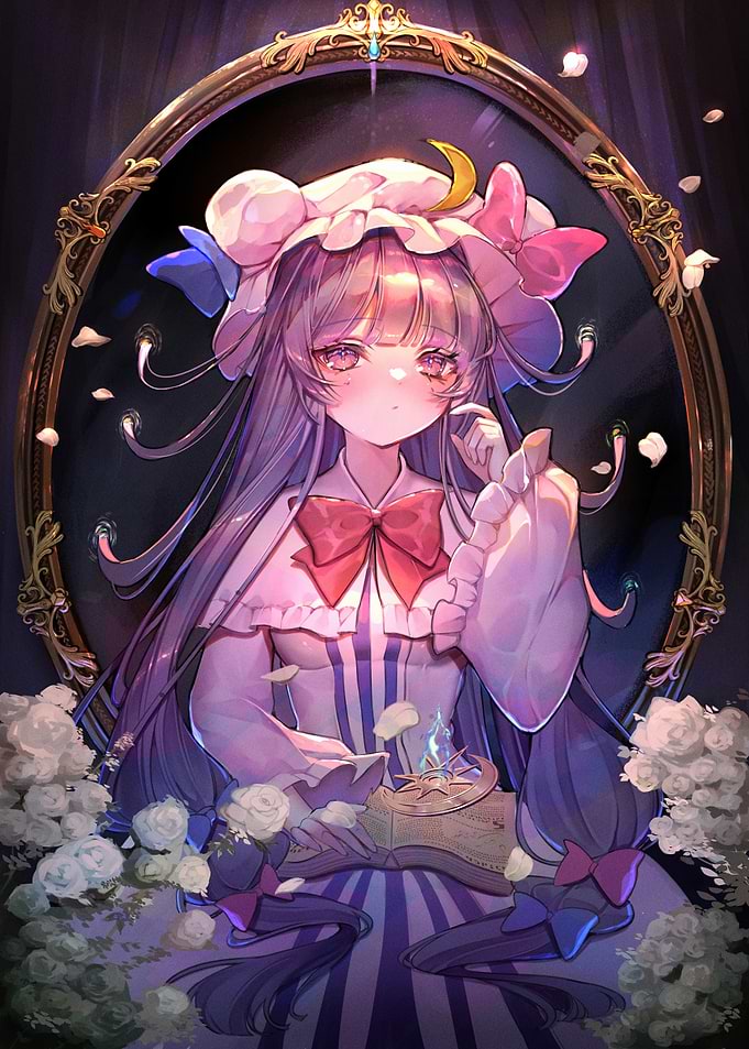 Anime Girl Portrait with Book and Mirror