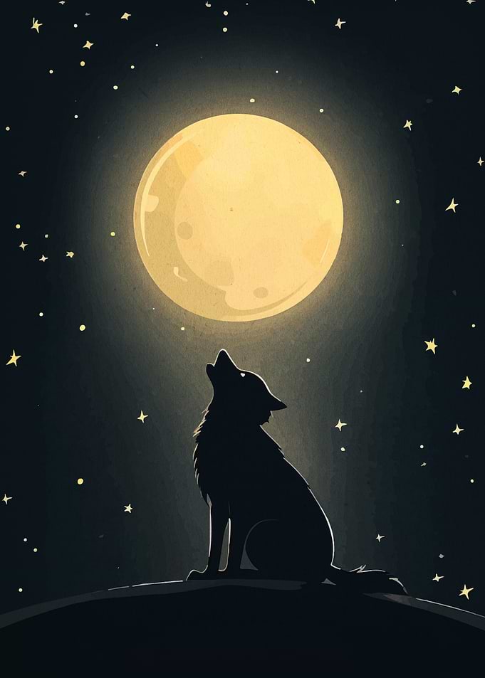 Wolf Howling at the Moon