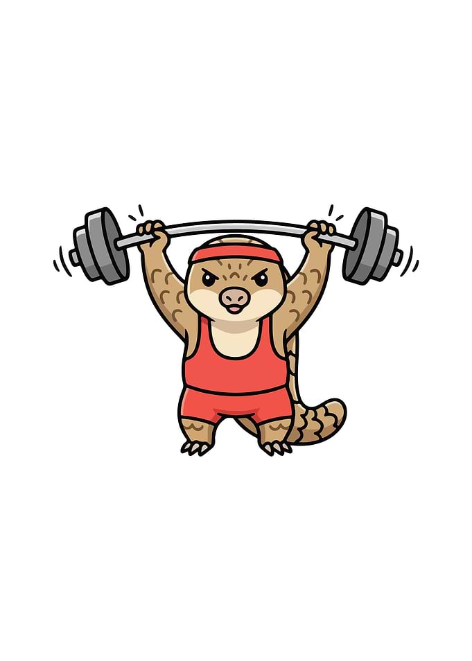Cartoon Pangolin Weightlifting