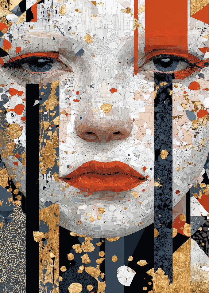 Abstract Portrait with Gold Accents