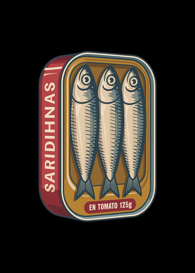 Sardines in a can illustration