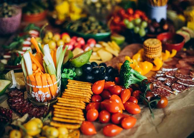 Colorful Charcuterie Board with Fresh Ingredients