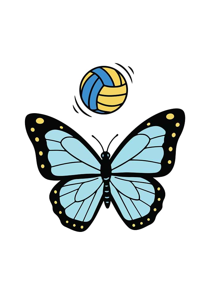 Butterfly Volleyball Cartoon Illustration