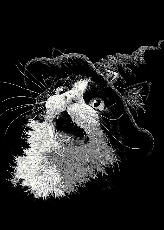 Cat Witch Illustration