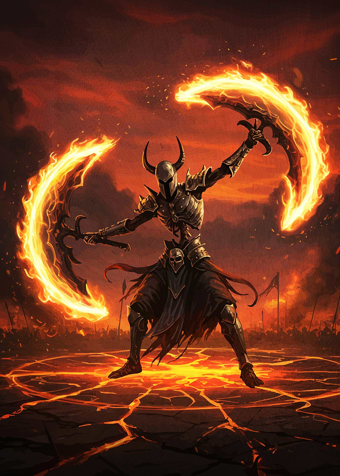 Fiery Warrior Flaming Blades
