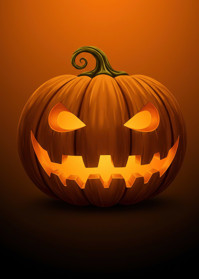 Halloween Pumpkin with Glowing Face