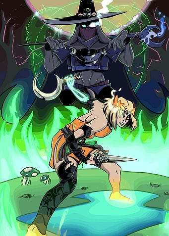 Fantasy Battle: Witch and Warrior