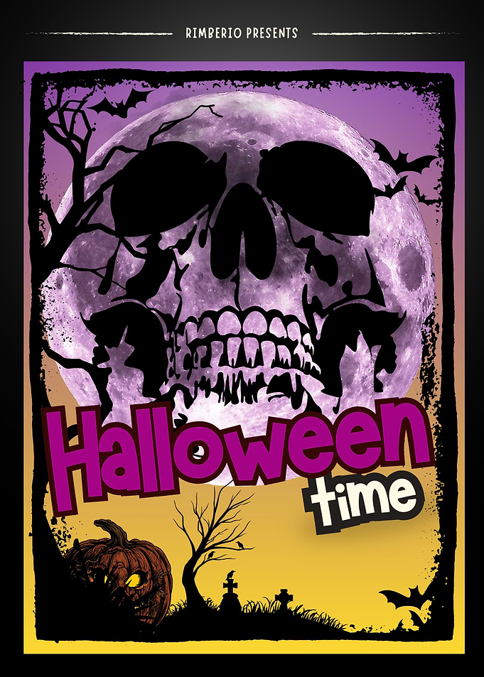 Halloween Time Skull and Pumpkin