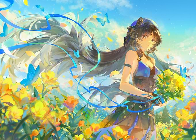 girl in flower field