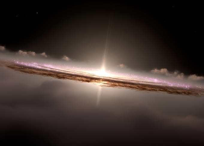 Galaxy with Bright Center and Clouds