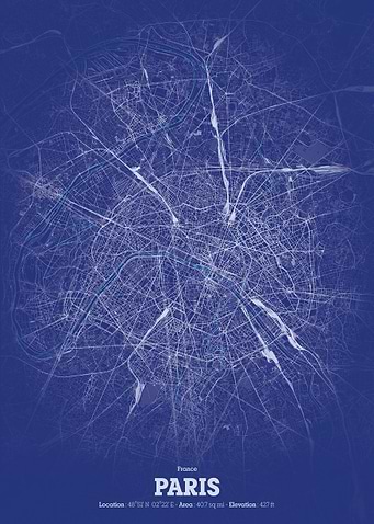 Paris City Map - Blueprint