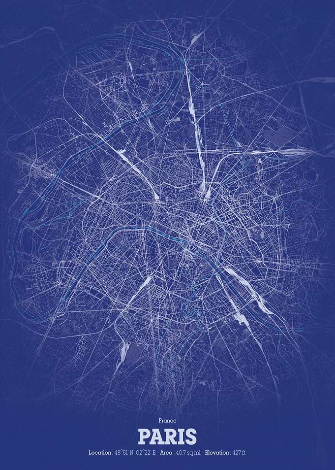 Paris City Map - Blueprint