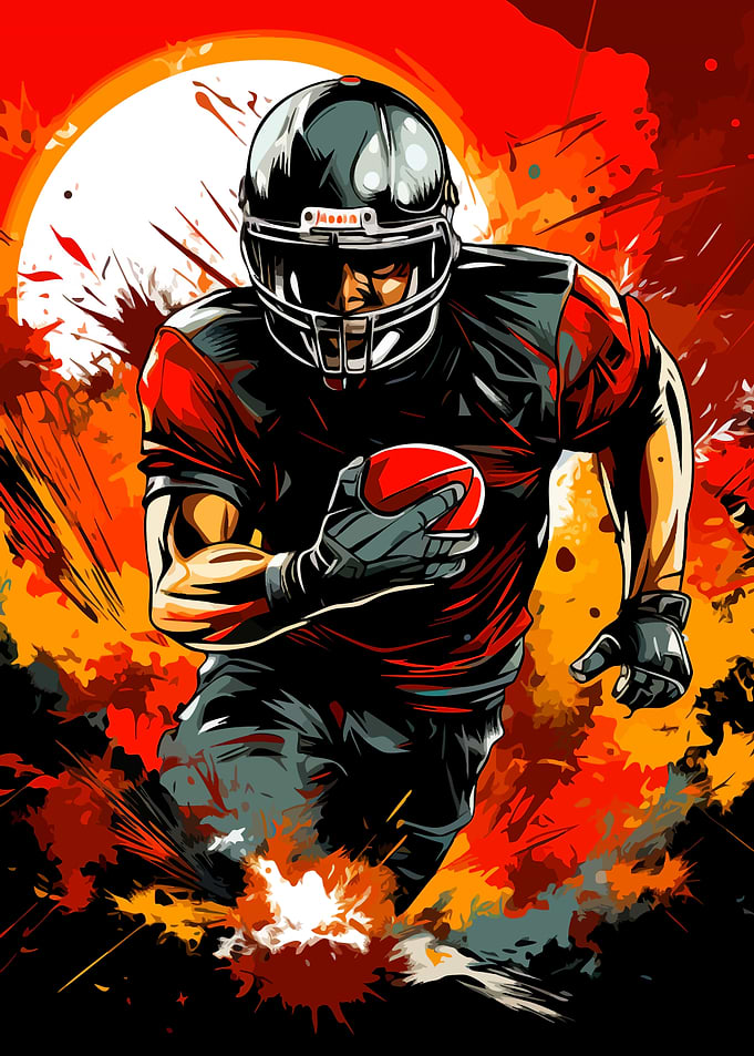 American Football Player in Action