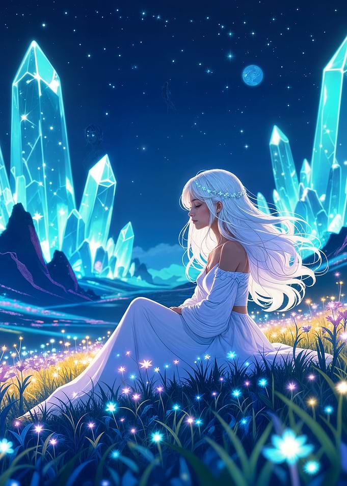 Crystal Dreams: Serene Fantasy Landscape